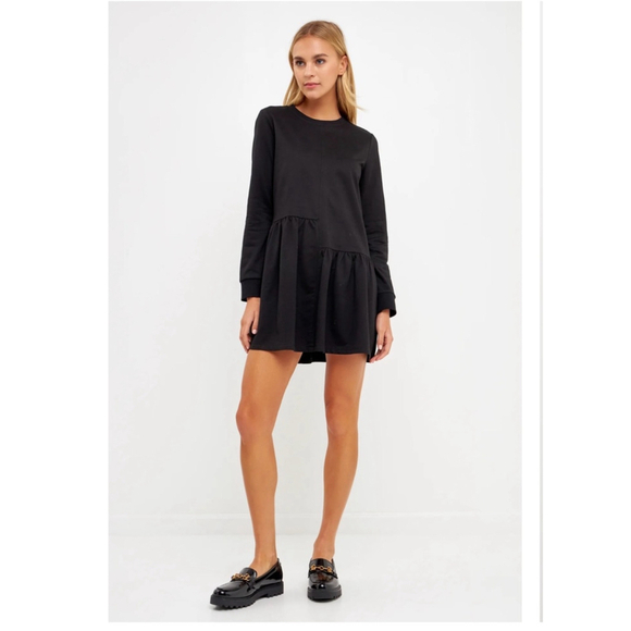 NWT S English Factory KNIT UNBALANCED SEAM DRESS - Picture 1 of 10